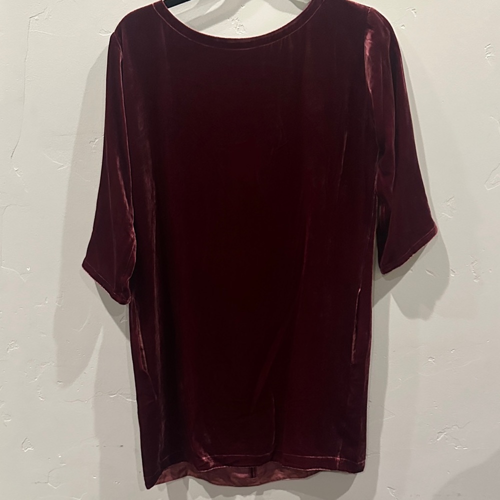 Eileen Fisher Deep Red Velvet Long Sleeve Top
